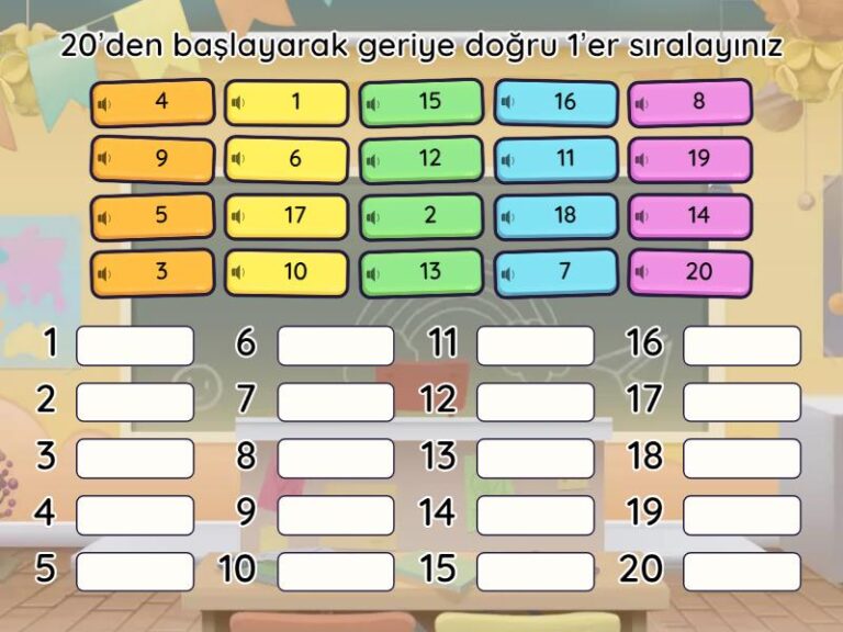 1. Sınıf 1’er geri ritmik sayma