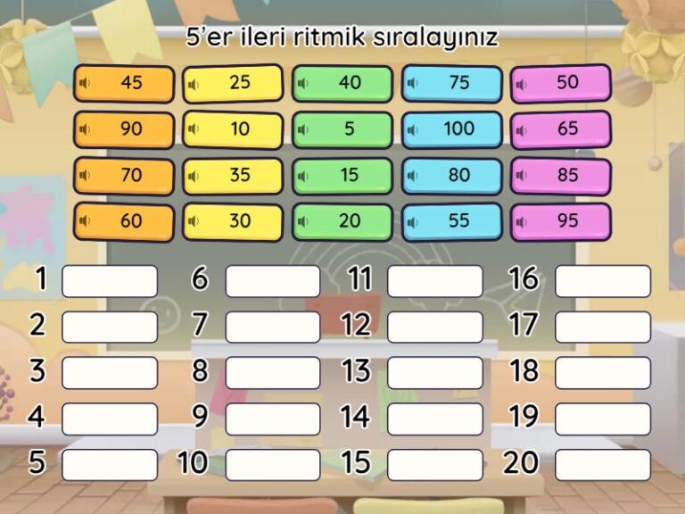 1. Sınıf 5’er ritmik sayma (1. Sınıf) / 100’e kadar