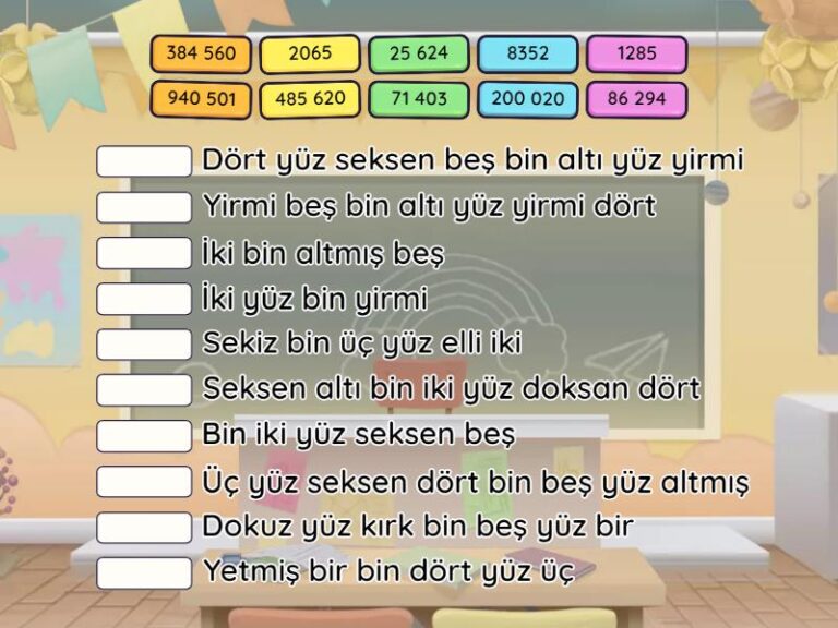 4. Sınıf 4, 5 ve 6 Basamaklı Doğal Sayılar