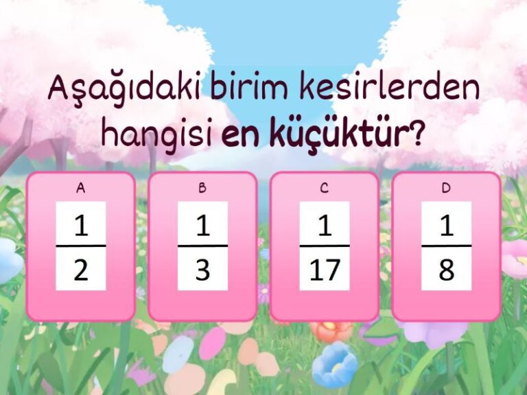 4. Sınıf Birim kesirlerle sıralama