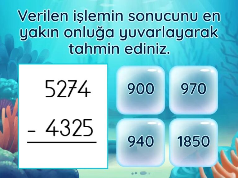 4. Sınıf Çıkarma işleminde sonucu tahmin etme